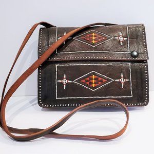 Custom Vintage Leather Moroccan Shoulder Purse